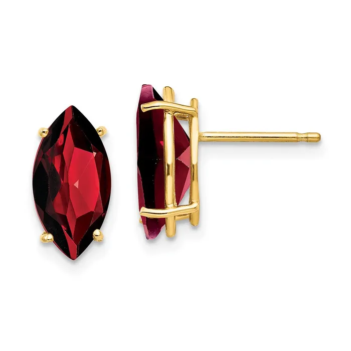 Goldia Earrings 14k Yellow Gold Garnet Marquise Stud Earring