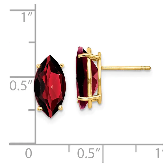 Goldia Earrings 14k Yellow Gold Garnet Marquise Stud Earring