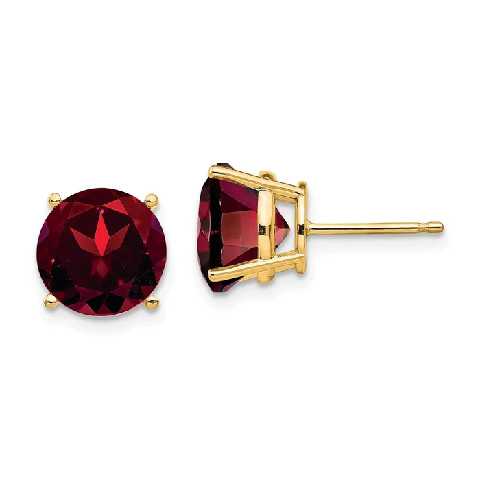 Goldia Earrings 14k Yellow Gold Garnet Round Stud Earrings