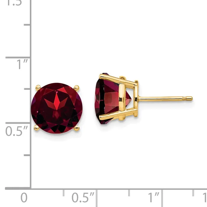 Goldia Earrings 14k Yellow Gold Garnet Round Stud Earrings