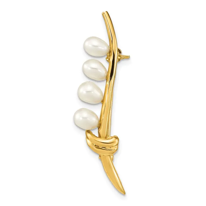 Goldia Earrings 14k Yellow Gold Polished Accented with 45mm Teardrop White Freshwater Cultured Pearl Pin Brooch Goldia Earrings 14k Yellow Gold Polished Accented with 45mm Teardrop White Freshwater Cultured Pearl Pin Brooch