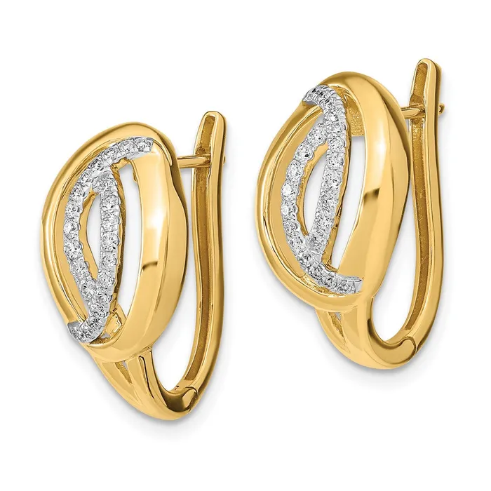 Goldia Earrings 14k Yellow Gold Polished Real Diamond Oval Hinged Hoop Earrings