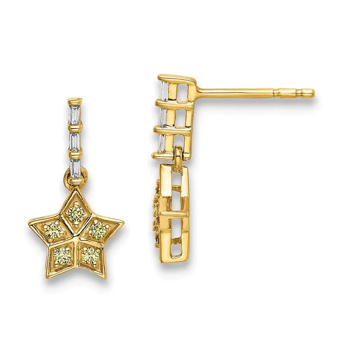 Goldia Earrings 14k Yellow Gold Real Diamond and Yellow Sapphire Star Dangle Earrings Goldia Earrings 14k Yellow Gold Real Diamond and Yellow Sapphire Star Dangle Earrings