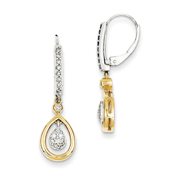 Goldia Earrings 14k Yellow Gold Twotone Oval Cluster Real Diamond Leverback Earring Goldia Earrings 14k Yellow Gold Twotone Oval Cluster Real Diamond Leverback Earring