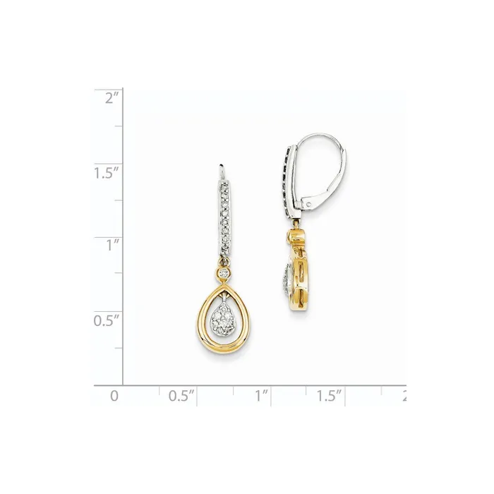 Goldia Earrings 14k Yellow Gold Twotone Oval Cluster Real Diamond Leverback Earring