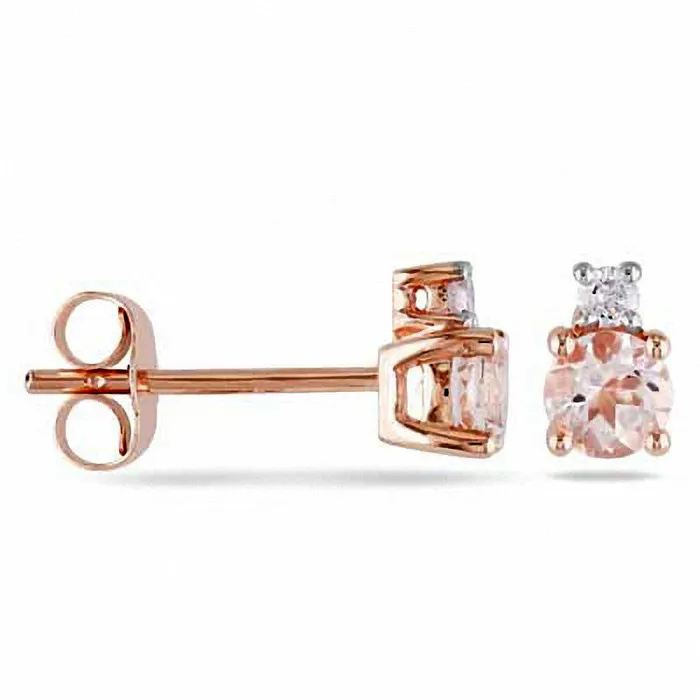 Goldia Earrings 40mm Morganite and Diamond Accent Earrings in 10K Rose Gold Goldia Earrings 40mm Morganite and Diamond Accent Earrings in 10K Rose Gold