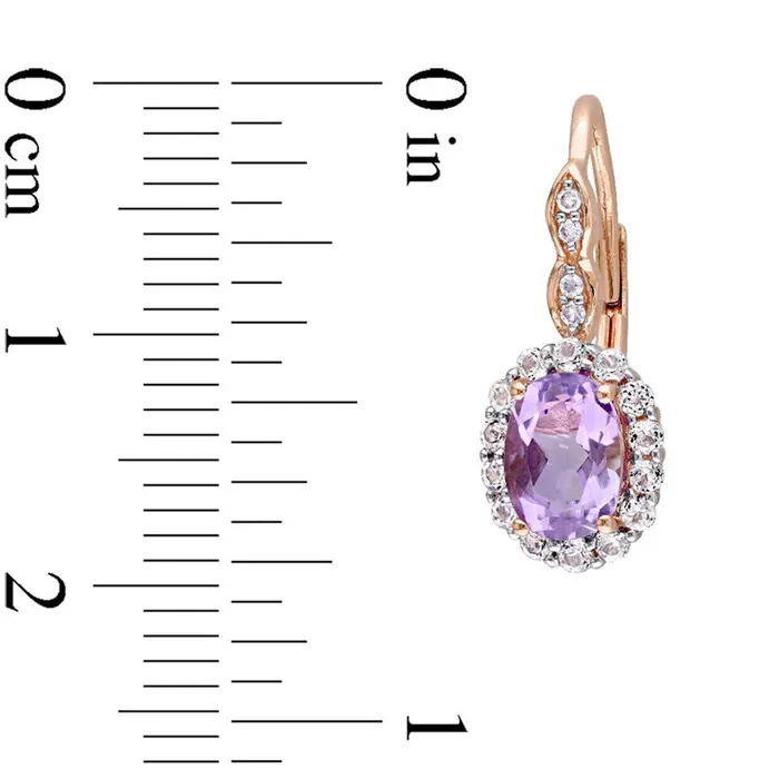 Goldia Earrings Oval Amethyst White Topaz and Diamond Accent Frame Drop Earrings in 14K Rose Gold Goldia Earrings Oval Amethyst White Topaz and Diamond Accent Frame Drop Earrings in 14K Rose Gold
