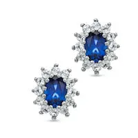 Goldia Earrings Oval LabCreated Blue Sapphire and White Topaz Stud Earrings in Sterling Silver Goldia Earrings Oval LabCreated Blue Sapphire and White Topaz Stud Earrings in Sterling Silver