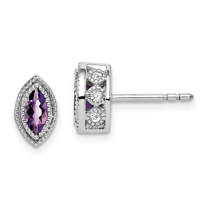 Goldia Earrings Solid 14k White Gold Marquise Simulated Amethyst and CZ Earrings Goldia Earrings Solid 14k White Gold Marquise Simulated Amethyst and CZ Earrings