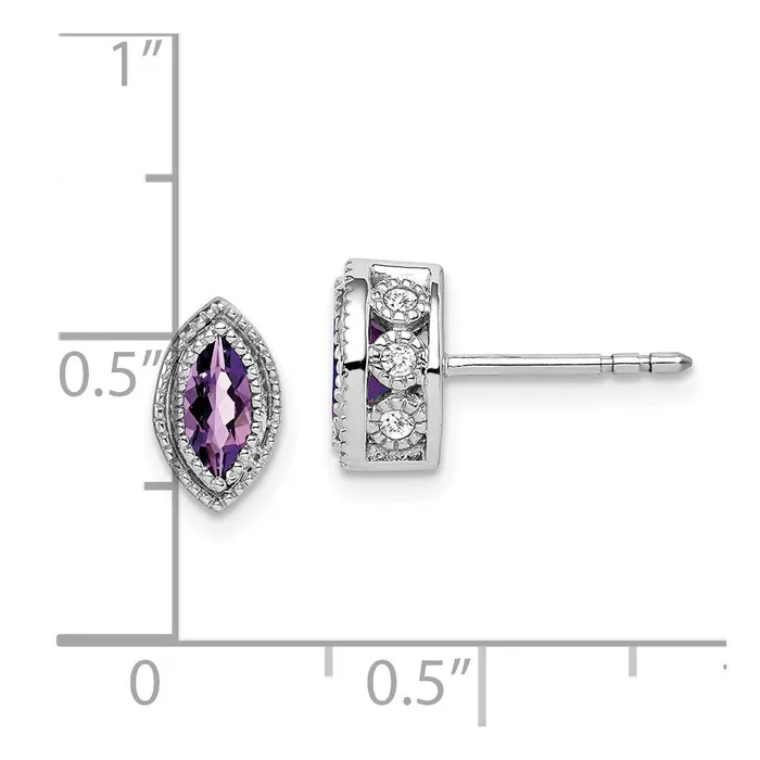 Goldia Earrings Solid 14k White Gold Marquise Simulated Amethyst and CZ Earrings Goldia Earrings Solid 14k White Gold Marquise Simulated Amethyst and CZ Earrings