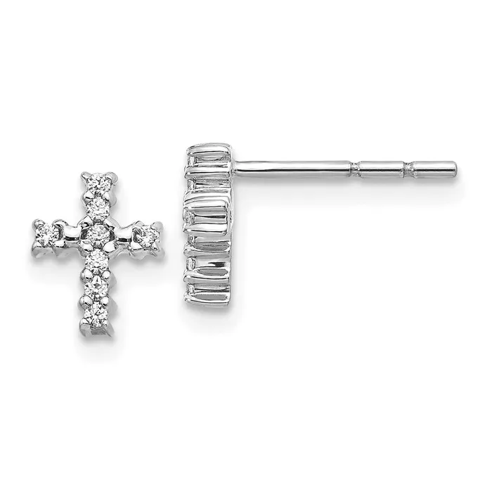 Goldia Earrings Solid 14k White Gold Polished Simulated CZ Cross Post Earrings Goldia Earrings Solid 14k White Gold Polished Simulated CZ Cross Post Earrings