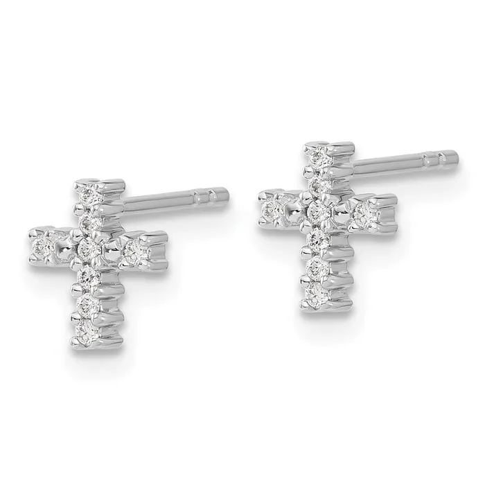 Goldia Earrings Solid 14k White Gold Polished Simulated CZ Cross Post Earrings Goldia Earrings Solid 14k White Gold Polished Simulated CZ Cross Post Earrings