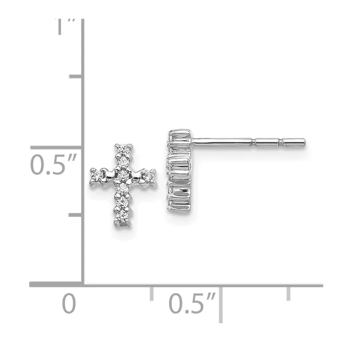 Goldia Earrings Solid 14k White Gold Polished Simulated CZ Cross Post Earrings Goldia Earrings Solid 14k White Gold Polished Simulated CZ Cross Post Earrings