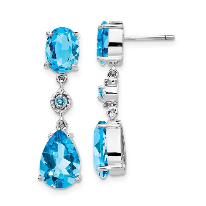 Goldia Earrings Solid 14k White Gold Simulated Blue Topaz Dangle Earrings Goldia Earrings Solid 14k White Gold Simulated Blue Topaz Dangle Earrings