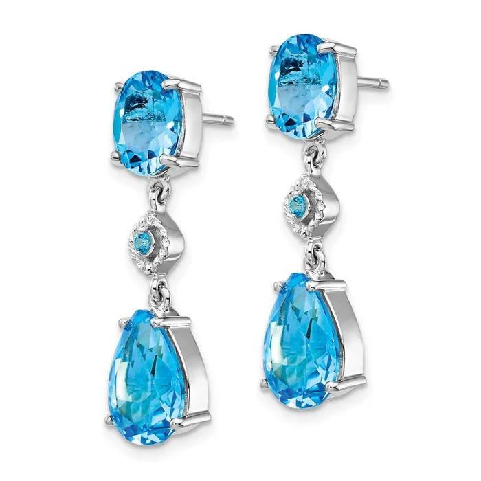 Goldia Earrings Solid 14k White Gold Simulated Blue Topaz Dangle Earrings Goldia Earrings Solid 14k White Gold Simulated Blue Topaz Dangle Earrings