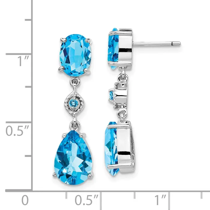 Goldia Earrings Solid 14k White Gold Simulated Blue Topaz Dangle Earrings Goldia Earrings Solid 14k White Gold Simulated Blue Topaz Dangle Earrings