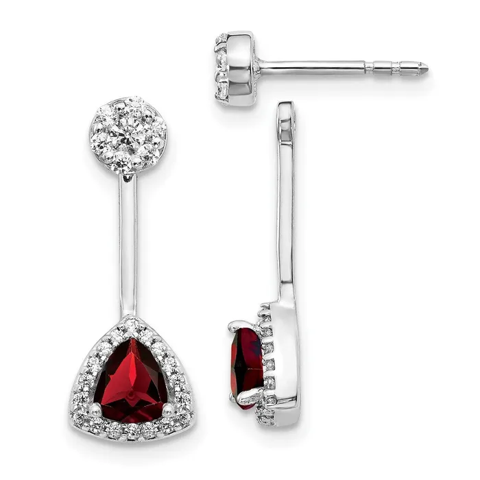 Goldia Earrings Solid 14k White Gold Simulated CZ SimulatedTrillion Garnet FrontBacK Earrings Goldia Earrings Solid 14k White Gold Simulated CZ SimulatedTrillion Garnet FrontBacK Earrings