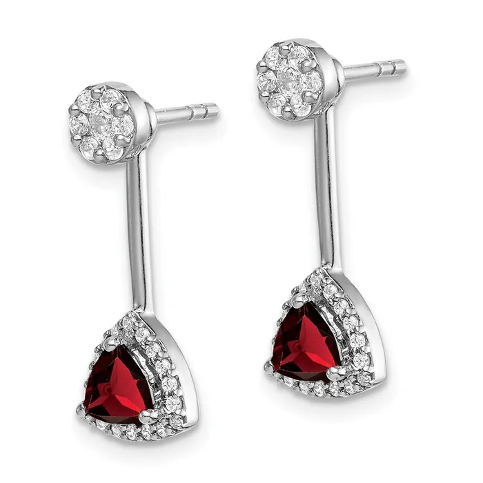 Goldia Earrings Solid 14k White Gold Simulated CZ SimulatedTrillion Garnet FrontBacK Earrings Goldia Earrings Solid 14k White Gold Simulated CZ SimulatedTrillion Garnet FrontBacK Earrings