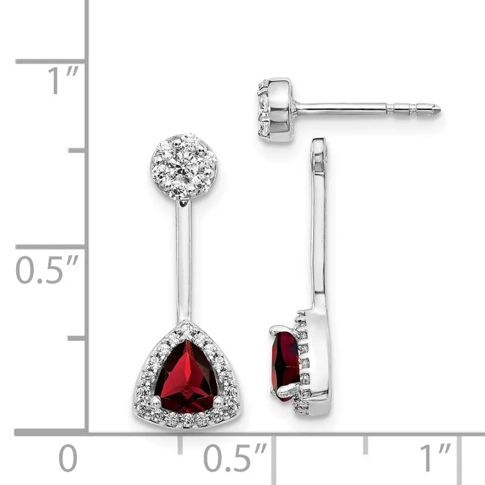 Goldia Earrings Solid 14k White Gold Simulated CZ SimulatedTrillion Garnet FrontBacK Earrings Goldia Earrings Solid 14k White Gold Simulated CZ SimulatedTrillion Garnet FrontBacK Earrings