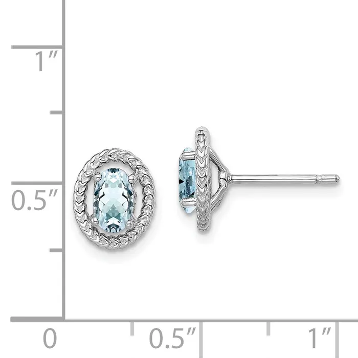 Goldia Earrings Sterling Silver Rhodplat Aquamarine Oval Post Earrings