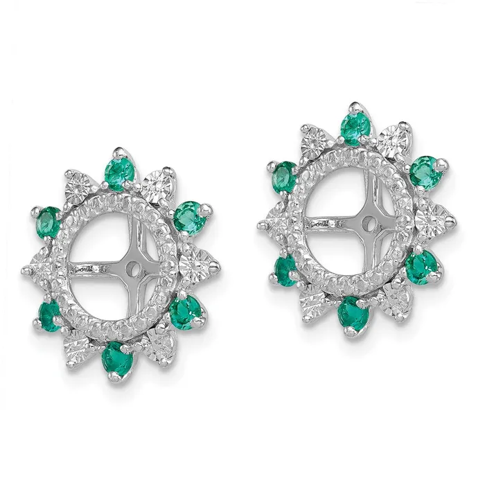 Goldia Earrings Sterling Silver Rhodium Created Emerald Earring Jacket