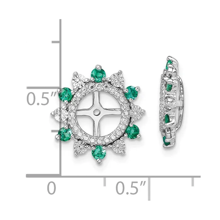Goldia Earrings Sterling Silver Rhodium Created Emerald Earring Jacket