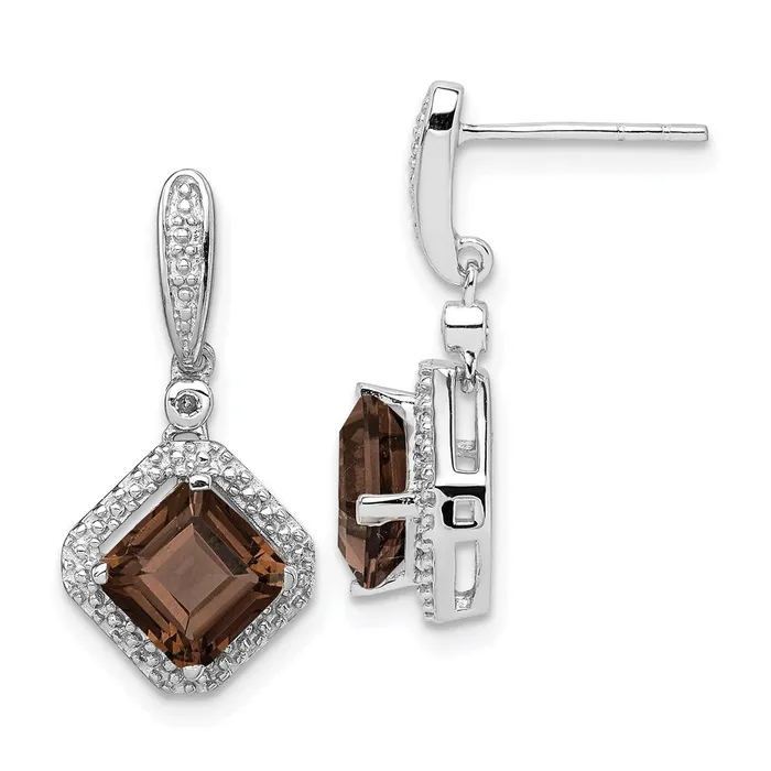 Goldia Earrings Sterling Silver Rhodium Diamond u0026 Smoky Quartz Post Dangle Earrings Goldia Earrings Sterling Silver Rhodium Diamond u0026 Smoky Quartz Post Dangle Earrings