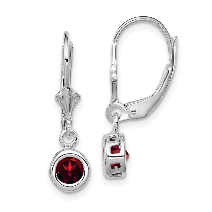 Goldia Earrings Sterling Silver Rhodium Plated 5mm Round Garnet Leverback Earrings Goldia Earrings Sterling Silver Rhodium Plated 5mm Round Garnet Leverback Earrings