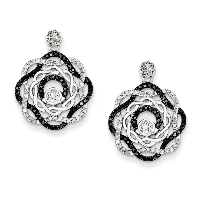 Goldia Earrings Sterling Silver Rhodium Plated Black u0026 White Diamond Post Earrings Goldia Earrings Sterling Silver Rhodium Plated Black u0026 White Diamond Post Earrings