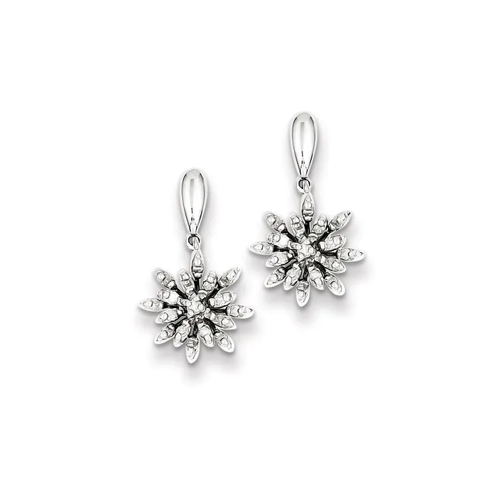 Goldia Earrings Sterling Silver Rhodium Plated Diamond Flowers Post Earrings Goldia Earrings Sterling Silver Rhodium Plated Diamond Flowers Post Earrings