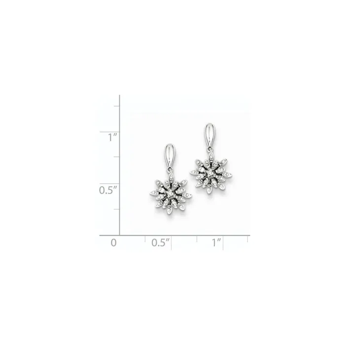 Goldia Earrings Sterling Silver Rhodium Plated Diamond Flowers Post Earrings