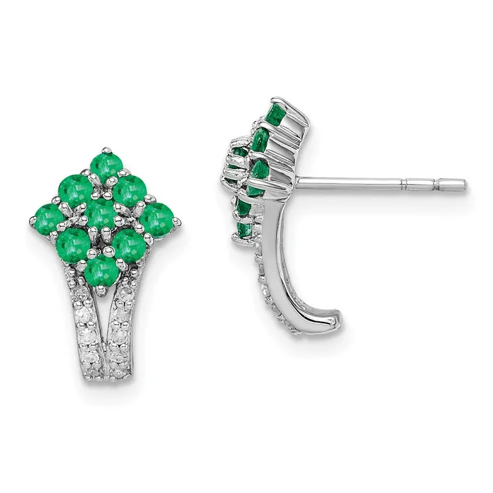 Goldia Earrings Sterling Silver Rhodiumplated Diamond u0026 Emerald Square Post Earrings Goldia Earrings Sterling Silver Rhodiumplated Diamond u0026 Emerald Square Post Earrings