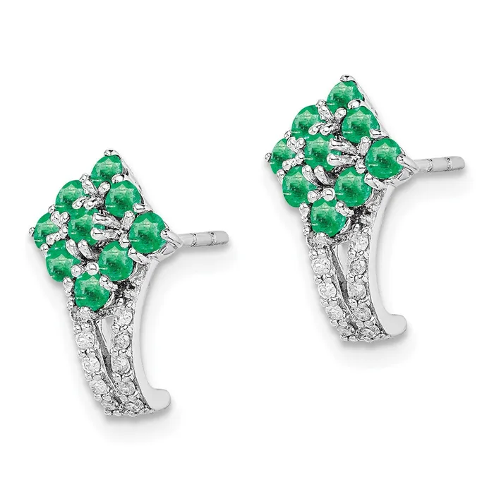 Goldia Earrings Sterling Silver Rhodiumplated Diamond u0026 Emerald Square Post Earrings