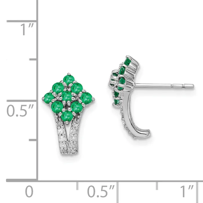 Goldia Earrings Sterling Silver Rhodiumplated Diamond u0026 Emerald Square Post Earrings