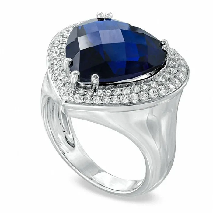 Goldia HeartShaped LabCreated Blue Sapphire and White Sapphire Ring in Sterling Silver Rings