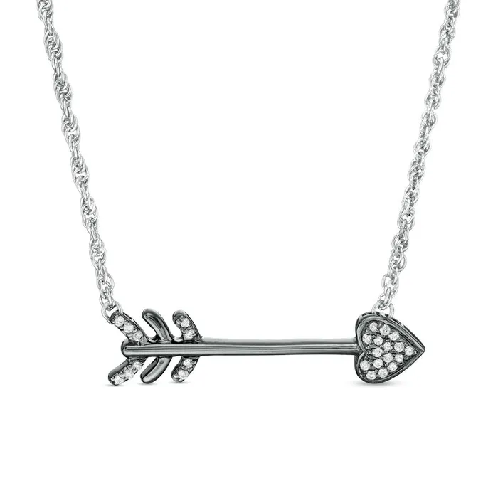 Goldia Necklaces 007 CT TW Natural Diamond Heart Arrow Necklace in Sterling Silver and Black Rhodium Goldia Necklaces 007 CT TW Natural Diamond Heart Arrow Necklace in Sterling Silver and Black Rhodium