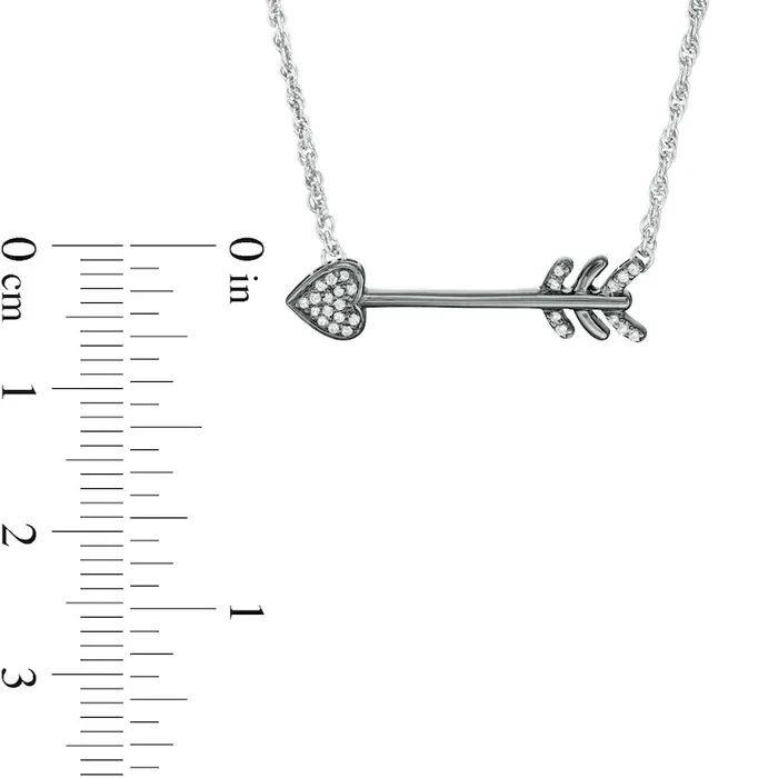 Goldia Necklaces 007 CT TW Natural Diamond Heart Arrow Necklace in Sterling Silver and Black Rhodium Goldia Necklaces 007 CT TW Natural Diamond Heart Arrow Necklace in Sterling Silver and Black Rhodium