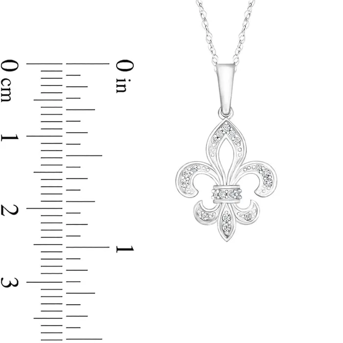 Goldia Necklaces 01 CT TW Natural Diamond FleurdeLis Pendant in Sterling Silver Goldia Necklaces 01 CT TW Natural Diamond FleurdeLis Pendant in Sterling Silver