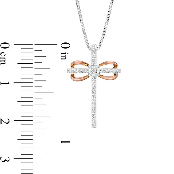 Goldia Necklaces 01 CT TW Natural Diamond Infinity Cross Pendant in Sterling Silver and 10K Rose Gold Goldia Necklaces 01 CT TW Natural Diamond Infinity Cross Pendant in Sterling Silver and 10K Rose Gold