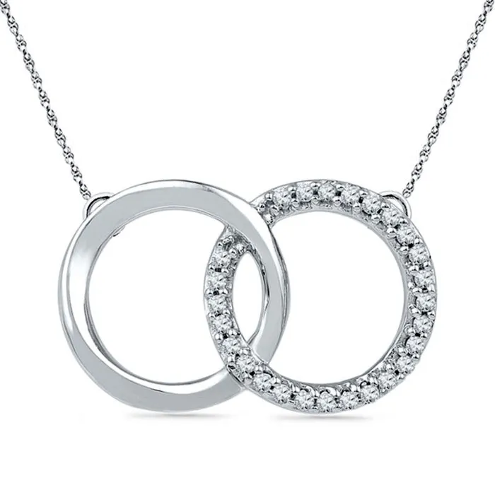 Goldia Necklaces 01 CT TW Natural Diamond Interlocking Circles Necklace in Sterling Silver Goldia Necklaces 01 CT TW Natural Diamond Interlocking Circles Necklace in Sterling Silver