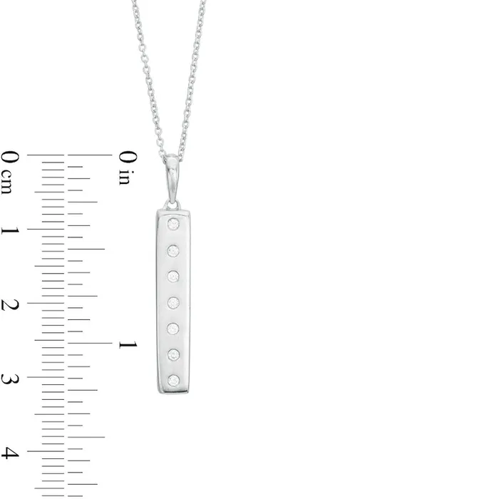 Goldia Necklaces 01 CT TW Natural Diamond Seven Stone Vertical Drop Pendant in Sterling Silver Goldia Necklaces 01 CT TW Natural Diamond Seven Stone Vertical Drop Pendant in Sterling Silver