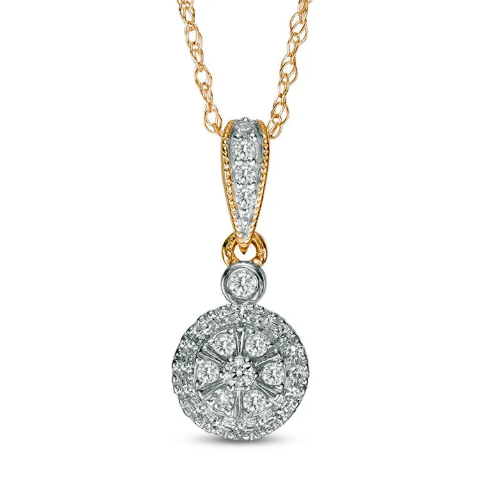 Goldia Necklaces 013 CT TW Composite Natural Diamond Frame Pendant in 10K Yellow Gold Goldia Necklaces 013 CT TW Composite Natural Diamond Frame Pendant in 10K Yellow Gold