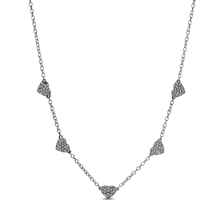 Goldia Necklaces 013 CT TW Natural Diamond Heart Station Necklace in 10K White Gold 19 Goldia Necklaces 013 CT TW Natural Diamond Heart Station Necklace in 10K White Gold 19