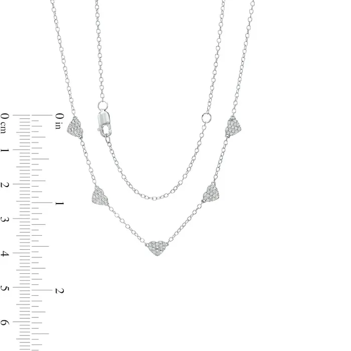 Goldia Necklaces 013 CT TW Natural Diamond Heart Station Necklace in 10K White Gold 19 Goldia Necklaces 013 CT TW Natural Diamond Heart Station Necklace in 10K White Gold 19