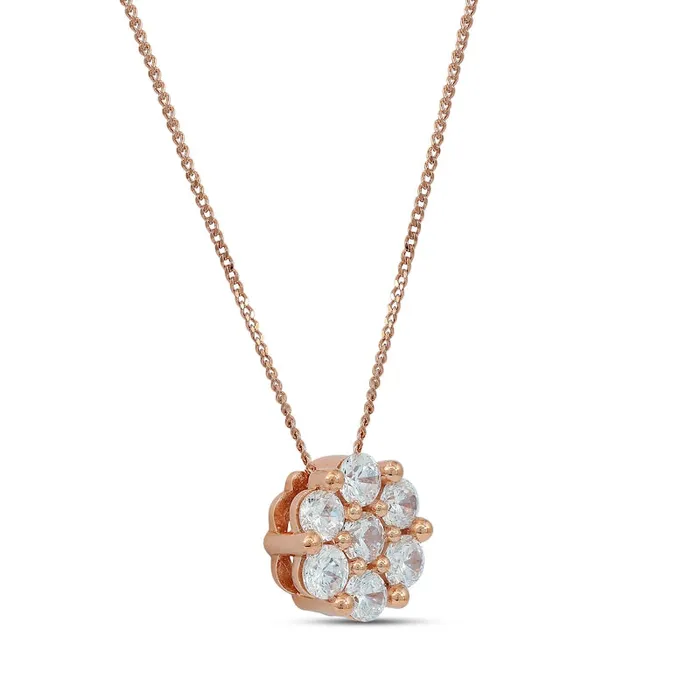 Goldia Necklaces 02 CT TW Composite Natural Diamond Flower Pendant in 10K Rose Gold Goldia Necklaces 02 CT TW Composite Natural Diamond Flower Pendant in 10K Rose Gold
