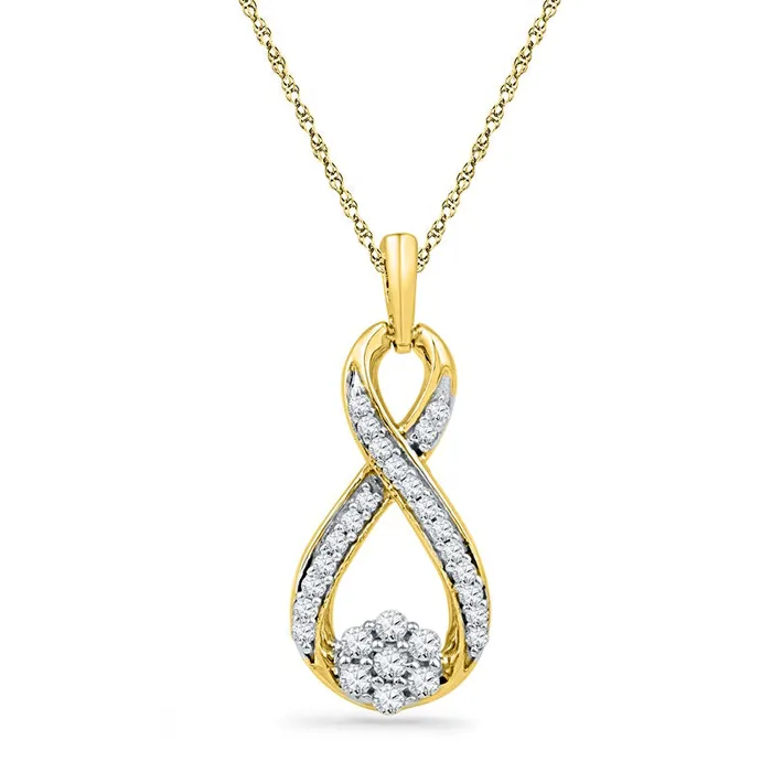 Goldia Necklaces 025 CT TW Natural Diamond Infinity with Cluster Pendant in 10K Yellow Gold Goldia Necklaces 025 CT TW Natural Diamond Infinity with Cluster Pendant in 10K Yellow Gold