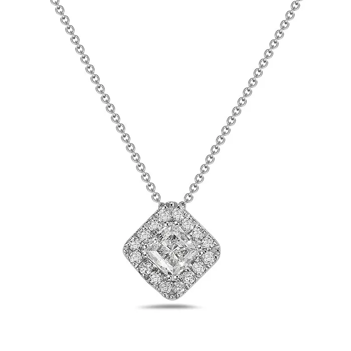 Goldia Necklaces 05 CT TW PrincessCut Natural Diamond Tilted Frame Pendant in 10K White Gold Goldia Necklaces 05 CT TW PrincessCut Natural Diamond Tilted Frame Pendant in 10K White Gold