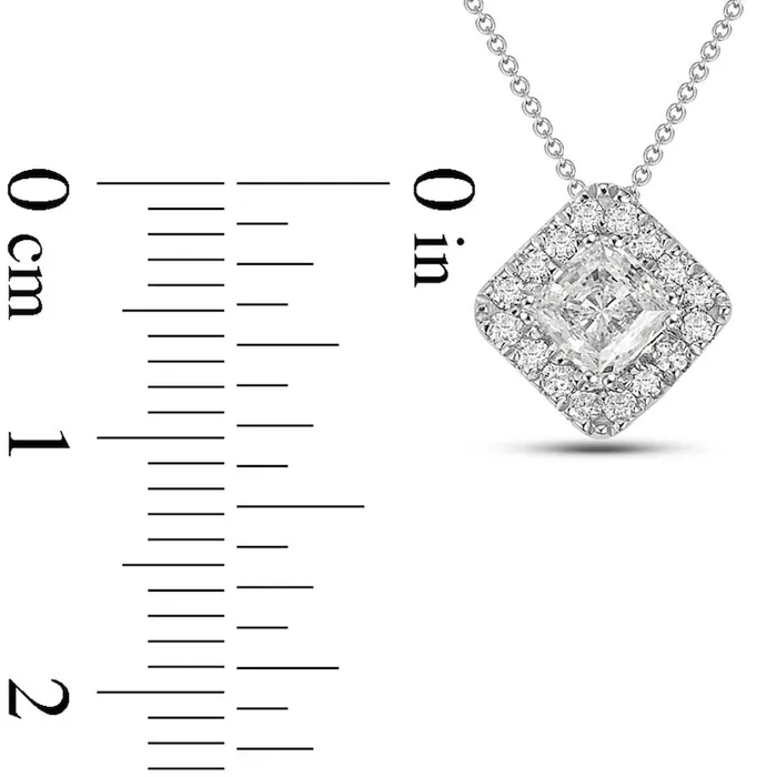 Goldia Necklaces 05 CT TW PrincessCut Natural Diamond Tilted Frame Pendant in 10K White Gold Goldia Necklaces 05 CT TW PrincessCut Natural Diamond Tilted Frame Pendant in 10K White Gold
