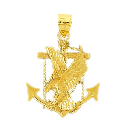 Goldia Necklaces 14K Gold Anchor and Eagle Pendant