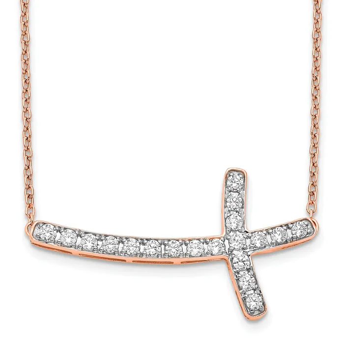 Goldia Necklaces 14k Rose Gold 12 Ct Lab Grown Diamond VSSI G 18 inch Sideways Cross Necklace Goldia Necklaces 14k Rose Gold 12 Ct Lab Grown Diamond VSSI G 18 inch Sideways Cross Necklace